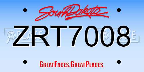 ZRT7008 South Dakota License Plate