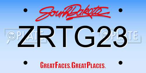 ZRTG23 South Dakota License Plate