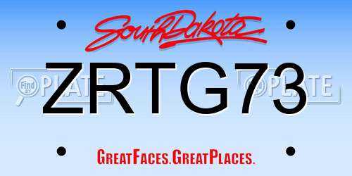 ZRTG73 South Dakota License Plate