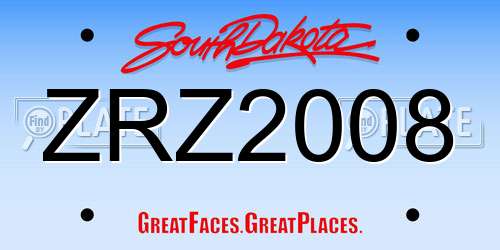 ZRZ2008 South Dakota License Plate