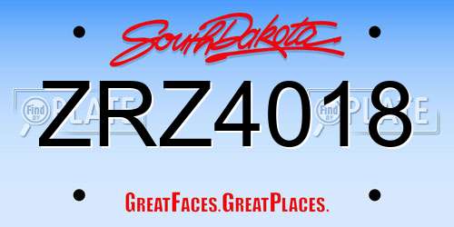 ZRZ4018 South Dakota License Plate