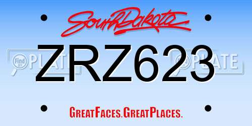 ZRZ623 South Dakota License Plate