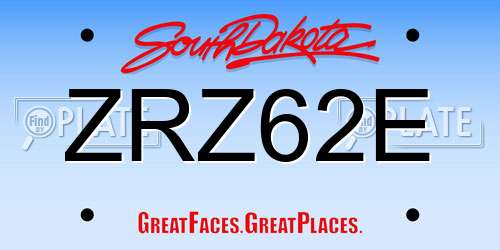 ZRZ62E South Dakota License Plate