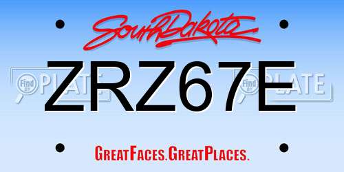 ZRZ67E South Dakota License Plate