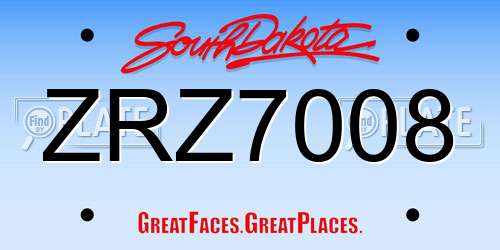 ZRZ7008 South Dakota License Plate