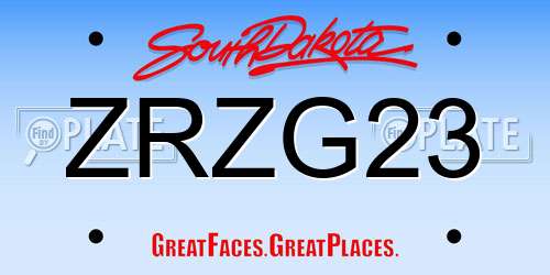 ZRZG23 South Dakota License Plate