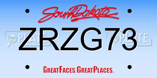 ZRZG73 South Dakota License Plate