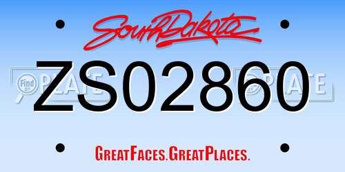 ZS02860 South Dakota License Plate
