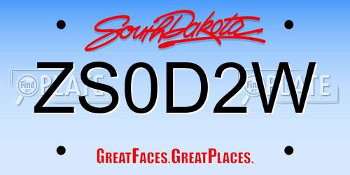 ZS0D2W South Dakota License Plate