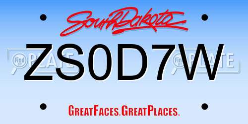ZS0D7W South Dakota License Plate
