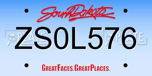 ZS0L576 South Dakota License Plate