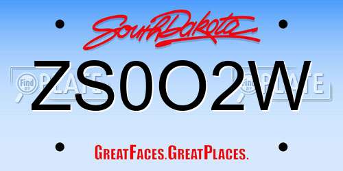 ZS0O2W South Dakota License Plate