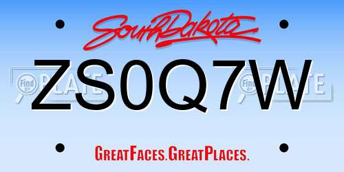 ZS0Q7W South Dakota License Plate