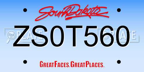 ZS0T560 South Dakota License Plate