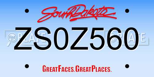 ZS0Z560 South Dakota License Plate