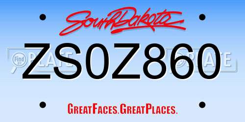 ZS0Z860 South Dakota License Plate