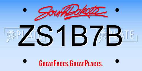 ZS1B7B South Dakota License Plate