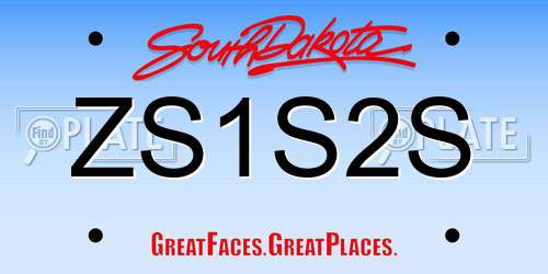 ZS1S2S South Dakota License Plate
