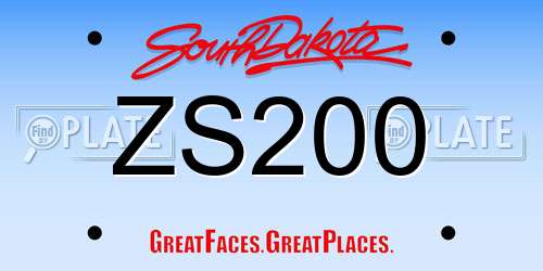 ZS200 South Dakota License Plate