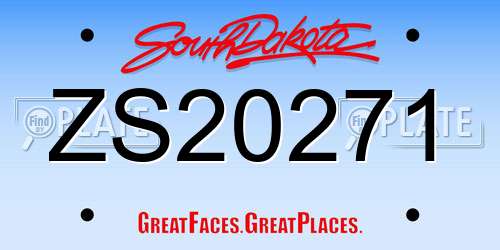 ZS20271 South Dakota License Plate