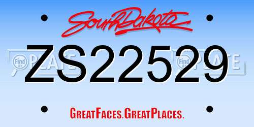 ZS22529 South Dakota License Plate