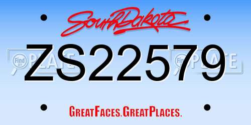 ZS22579 South Dakota License Plate