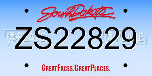 ZS22829 South Dakota License Plate