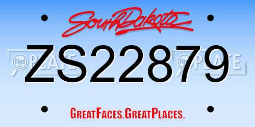 ZS22879 South Dakota License Plate