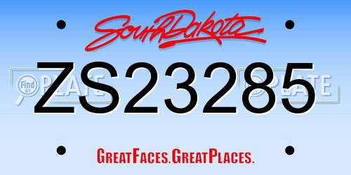 ZS23285 South Dakota License Plate