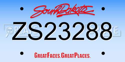 ZS23288 South Dakota License Plate