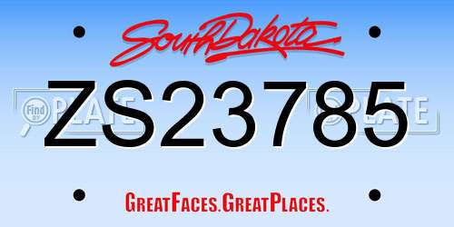 ZS23785 South Dakota License Plate