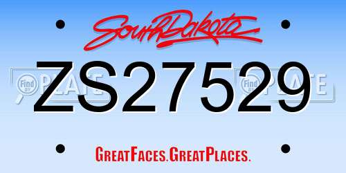 ZS27529 South Dakota License Plate