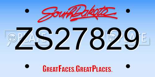 ZS27829 South Dakota License Plate