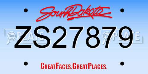 ZS27879 South Dakota License Plate
