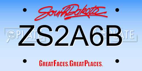 ZS2A6B South Dakota License Plate