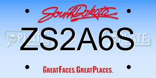 ZS2A6S South Dakota License Plate