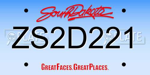 ZS2D221 South Dakota License Plate