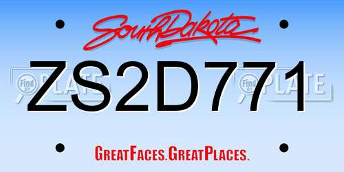 ZS2D771 South Dakota License Plate
