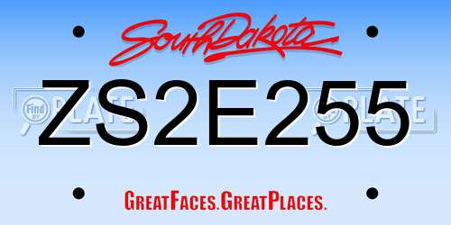 ZS2E255 South Dakota License Plate