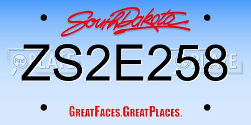 ZS2E258 South Dakota License Plate