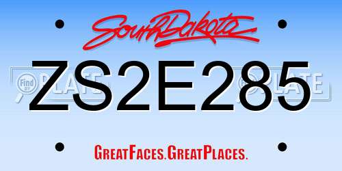 ZS2E285 South Dakota License Plate