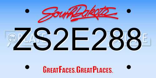 ZS2E288 South Dakota License Plate