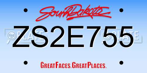 ZS2E755 South Dakota License Plate
