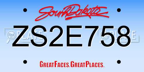 ZS2E758 South Dakota License Plate
