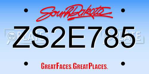 ZS2E785 South Dakota License Plate