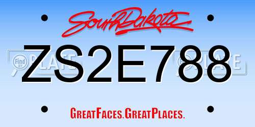 ZS2E788 South Dakota License Plate