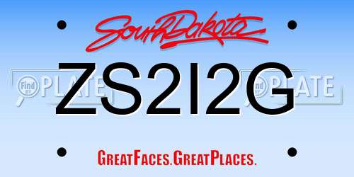 ZS2I2G South Dakota License Plate