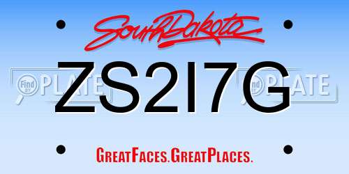 ZS2I7G South Dakota License Plate