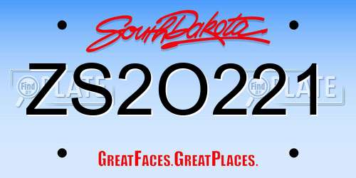 ZS2O221 South Dakota License Plate