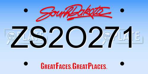 ZS2O271 South Dakota License Plate